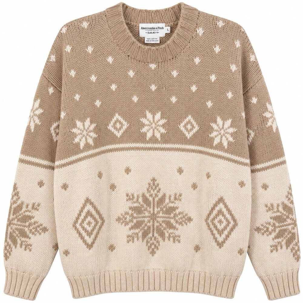 Vintage Abercrombie & Fitch Sweater Men Large Fair Isle Nordic Snowflake 90s Y2K